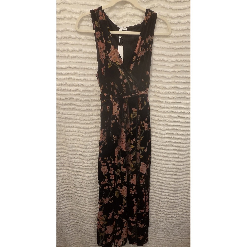 Baltic Born Lennon Black Velvet Floral Maxi Dress Lined NWT Sz XL